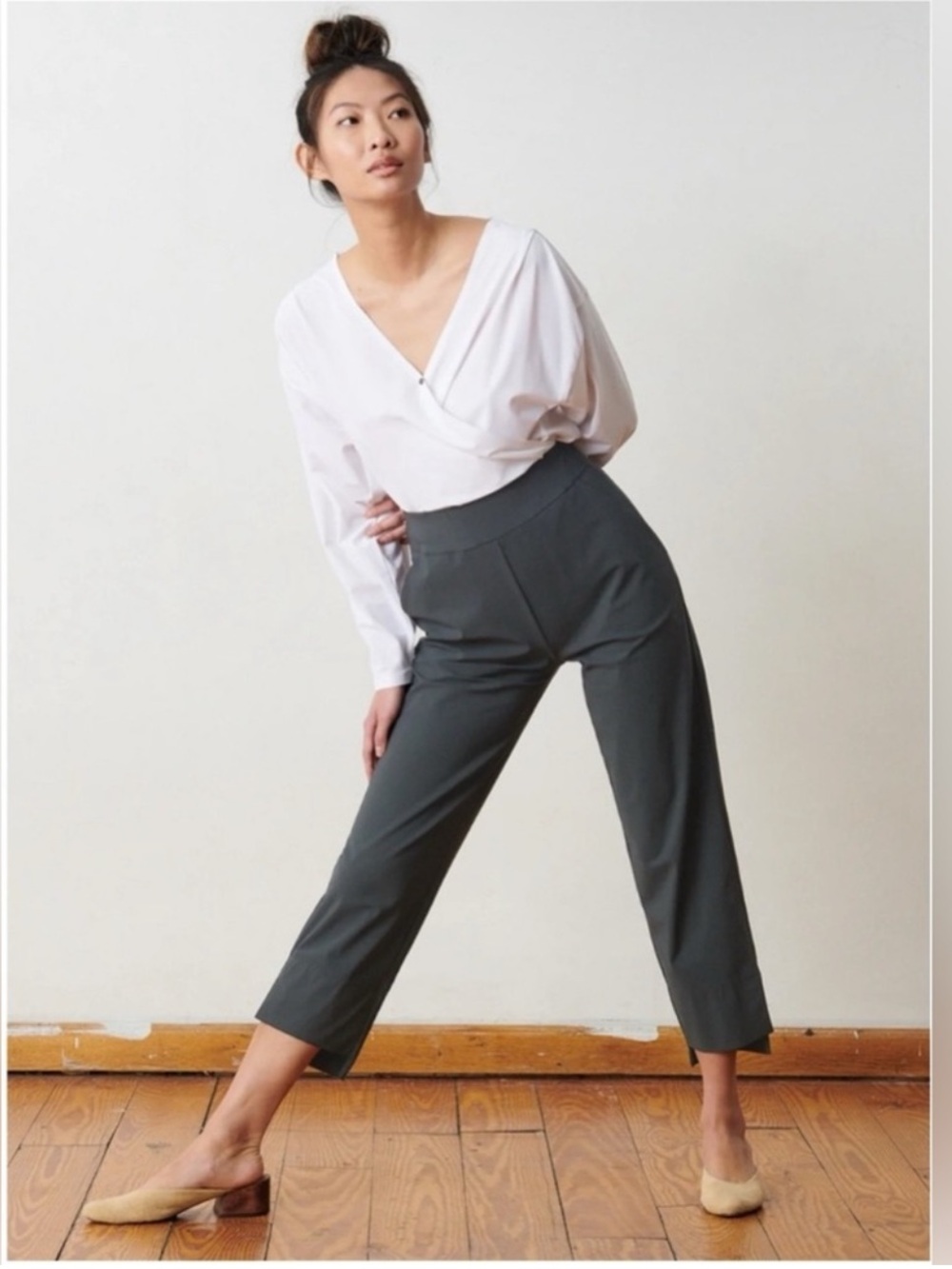 ADAY Straight Up Dress Pants Gray Magnet Pull On Size S